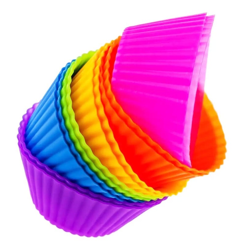 Vitrix Kitchenware Cupcake Liners - Reusable Silicone Cupcake Baking Cups - Non-Stick Baking Muffins Mold - Use As Lunch Box Dividers - Set of 12 Kitchen Accessories - Great Gift Idea - Image 1